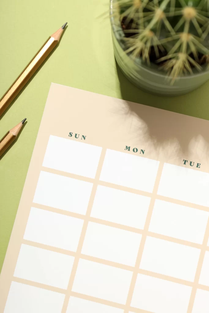 Planner sem data semanal em fundo verde